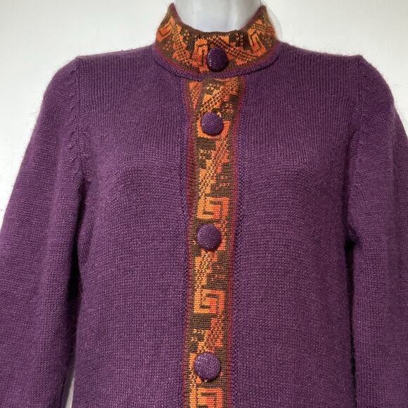 alpafina alpaca peru purple button front sweater - Picture 2 of 6